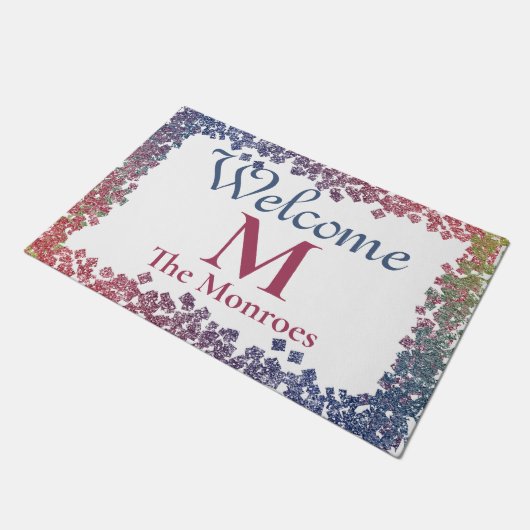 Glam Sparkling Pareltjes Monogrammed Naam Deurmat (Schuin)