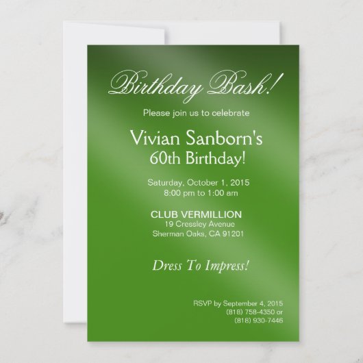 Glam Sparkly Bombshell 30th Birthday | groen Kaart (Achterkant)