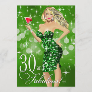 Glam Sparkly Bombshell 30th Birthday   groen Kaart