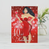 Glam Sparkly Bombshell 40th Birthday | rood Kaart (Staand voorkant)