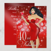 Glam Sparkly Bombshell 40th Birthday | rood Kaart (Voorkant / Achterkant)