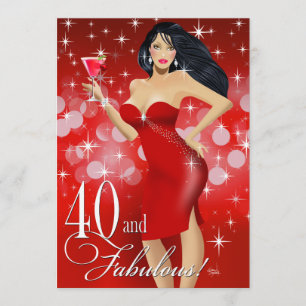Glam Sparkly Bombshell 40th Birthday   rood Kaart