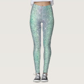 Glam Sparkly Diamond Snakekin Pattern Leggings (Voorkant)