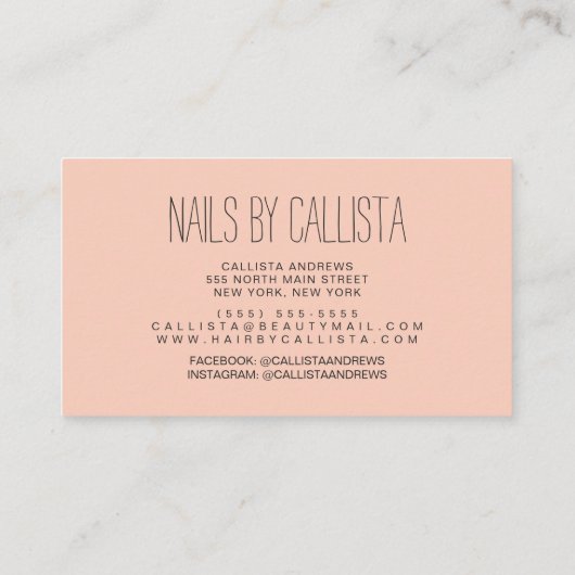 Glam Sparkly Kleurrijke Glitter Poolse Nail Tech Visitekaartje (Achterkant)