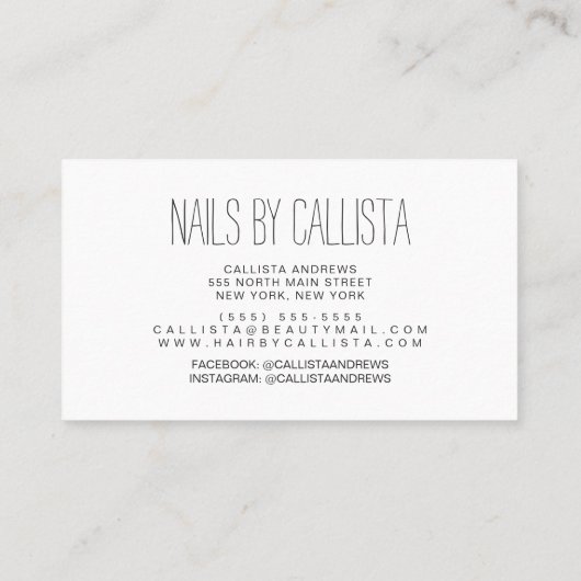 Glam Sparkly Kleurrijke Glitter Poolse Nail Tech Visitekaartje (Achterkant)