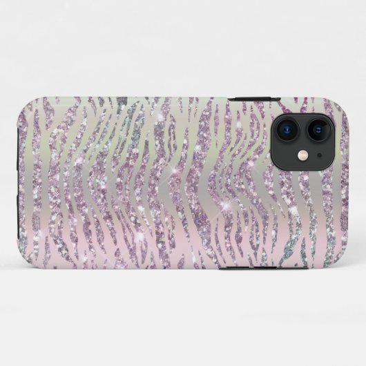 Glam Sparkly Pink Diamond Tiger Stripes Case-Mate iPhone Case (Achterkant (horizontaal))