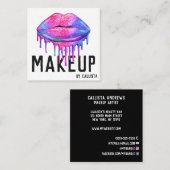 Glam Sparkly Zeemeermin Glitter Druppelt Lips Make Vierkante Visitekaartje (Voorkant / Achterkant)