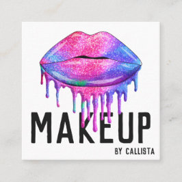 Glam Sparkly Zeemeermin Glitter Druppelt Lips Make Vierkante Visitekaartje