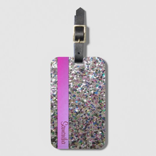 Glam Sparks Glitter op maat Bagagelabel (Voorkant (verticaal))