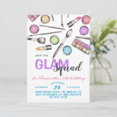 Glam Squad Makeup Birthday Uitnodiging (Staand voorkant)