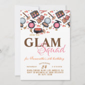 Glam Squad Makeup Birthday Uitnodiging (Voorkant)