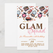 Glam Squad Makeup Birthday Uitnodiging (Voorkant / Achterkant)