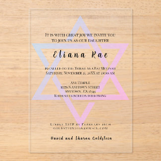 Glam Star of David Elegant Bat Mitswa Uitnodiging