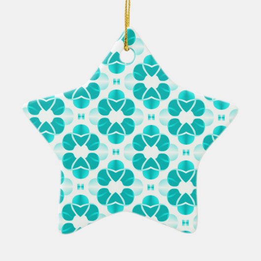 Glam Star-Ornament, Blauwgroen Keramisch Ornament (Voorkant)