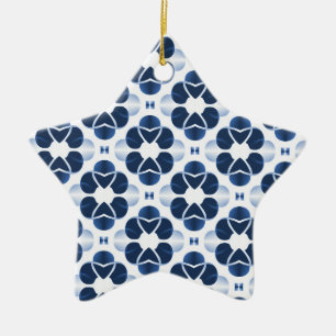 Glam Star-Ornament, donkerblauw Keramisch Ornament