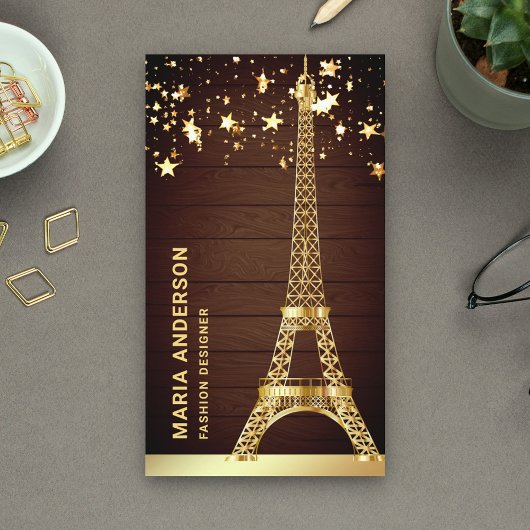 Glam Stars Confetti Gold Foil Paris Eiffeltoren Visitekaartje