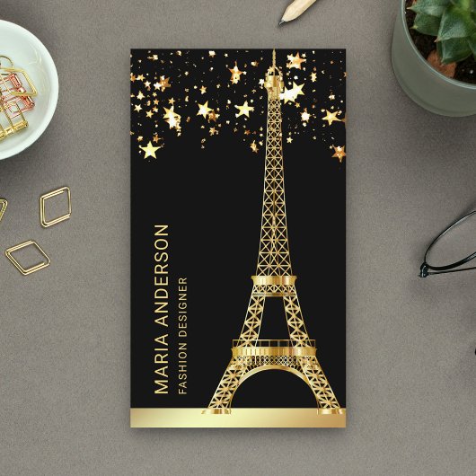 Glam Stars Confetti Gold Foil Paris Eiffeltoren Visitekaartje
