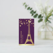 Glam Stars Confetti Gold Foil Paris Eiffeltoren Visitekaartje (Staand voorkant)