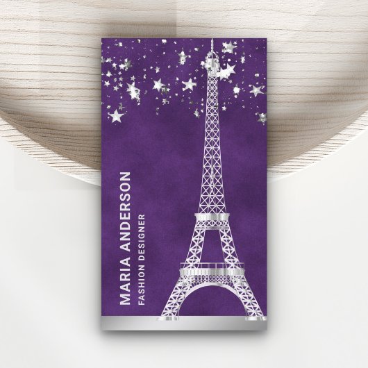 Glam Stars Confetti Silver Foil Paris Eiffeltoren Visitekaartje