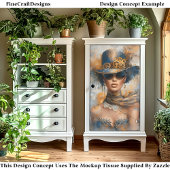 Glam Steampunk Vrouw In Pet, Glazen CV1 Decoupage Tissuepapier