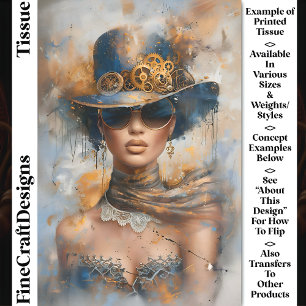 Glam Steampunk Vrouw Met Hoed, Bril CV1 Découpage Tissuepapier