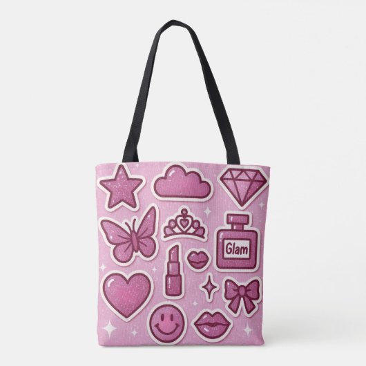 glam stickers canvas tas (Achterkant)