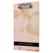 Glam Stijlvol Blush Pink, Black en Faux Gold Klembord (Links)