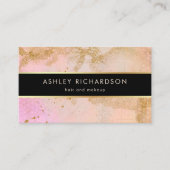 Glam Stijlvol Blush Pink, Black en Faux Gold Visitekaartje (Voorkant)