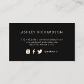 Glam Stijlvol Blush Pink, Black en Faux Gold Visitekaartje (Achterkant)