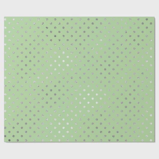 Glam Stippen Diamonds Mint Green Silver Vip Cadeaupapier (Vlak)