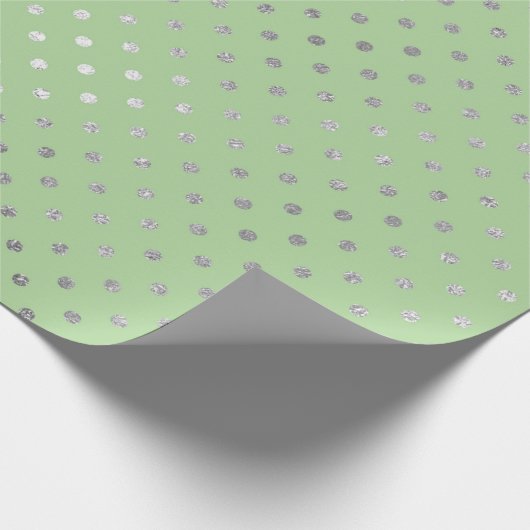 Glam Stippen Diamonds Mint Green Silver Vip Cadeaupapier (Hoek)