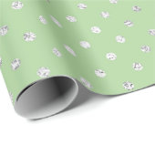 Glam Stippen Diamonds Mint Green Silver Vip Cadeaupapier (Rol Hoek)