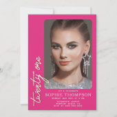 Glam Strass Hot Pink Chic 21st Verjaardag Foto Kaart (Voorkant)