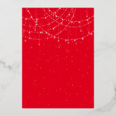 Glam String Light Snow Red-kerstfeest Luxe Folie Uitnodiging (Achterkant)