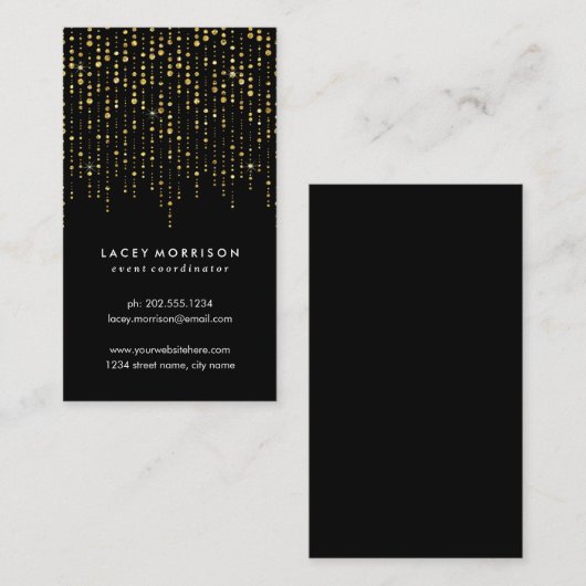 Glam String Lights | Chic Faux Gold Foil Visitekaartje (Voorkant / Achterkant)