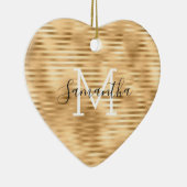 Glam Stripes, gepersonaliseerd monogram Keramisch Ornament (Rechts)