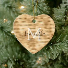 Glam Stripes, gepersonaliseerd monogram Keramisch Ornament