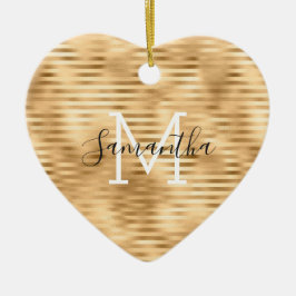 Glam Stripes, gepersonaliseerd monogram Keramisch Ornament