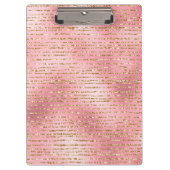 Glam Stripes met gouden glitter en lichtroze Folie Klembord (Voorkant)