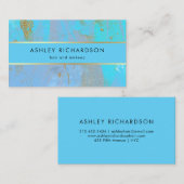 Glam Stylish Blauwgroen, Turquoise en Faux Gold Visitekaartje (Voorkant / Achterkant)