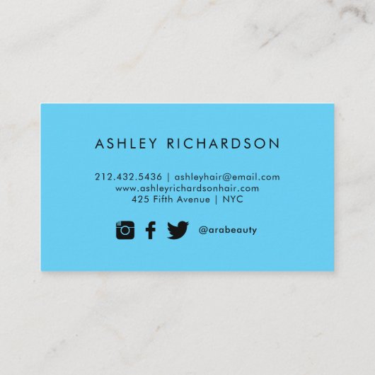 Glam Stylish Blauwgroen, Turquoise en Faux Gold Visitekaartje (Achterkant)