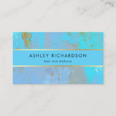 Glam Stylish Blauwgroen, Turquoise en Faux Gold Visitekaartje (Voorkant)