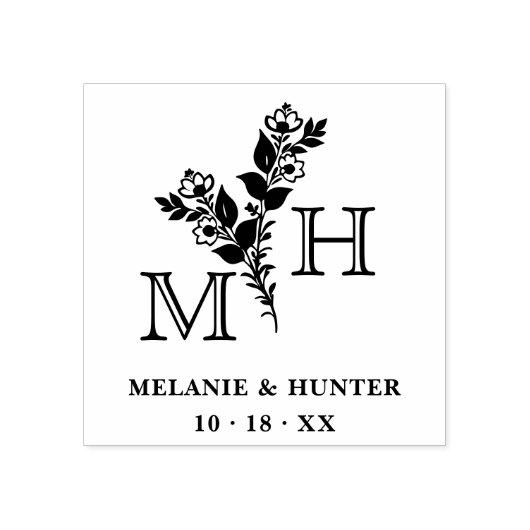 Glam Stylish Botanical Branches & Blooms Wedding Rubberstempel (Afrduk)