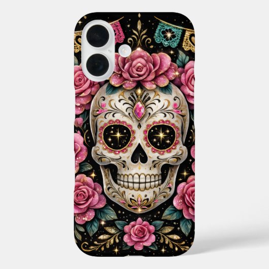 Glam Suiker Schedel Hoestelcase – Dia de los Muert Case-Mate iPhone Case (Achterkant)