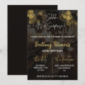 Glam Surprise 42e verjaardag uitnodigingen Glitter (Voorkant / Achterkant)