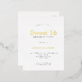 Glam Sweet 16 Birthday Party Glam Real Folie Uitnodiging Briefkaart