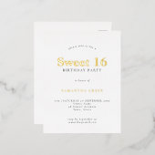 Glam Sweet 16 Birthday Party Glam Real Folie Uitnodiging Briefkaart (Voorkant / Achterkant)