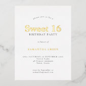 Glam Sweet 16 Birthday Party Glam Real Folie Uitnodiging Briefkaart (Voorkant)