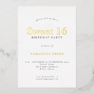 Glam Sweet 16 Birthday Party Real Folie Folie Uitnodiging