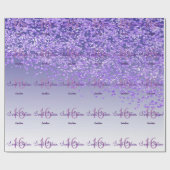 Glam Sweet 16 Falling Paarse Glitter Cadeaupapier (Vlak)